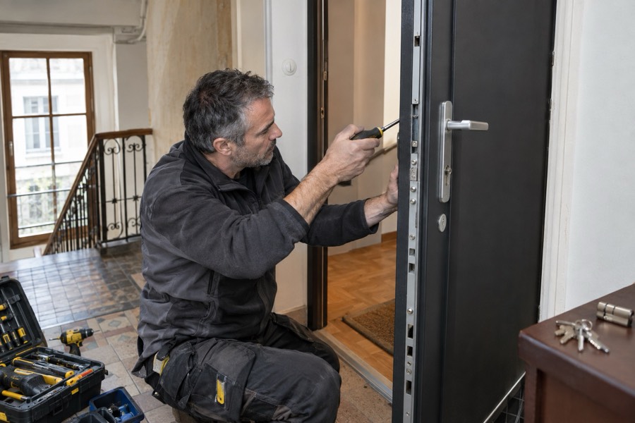 Porte blindée avec serrure de sécurité